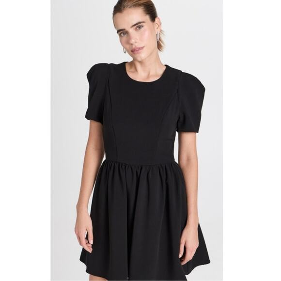 NWT Black Halo Black Crepe Chadwick Mini Dress Short Sleeve Round Neck Size 6 - Picture 12 of 16